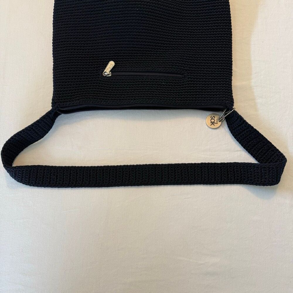 The Sak Navy Blue Crochet Shoulder Bag | Knit Hobo Purse | Zipper Closure - Picture 4 of 12